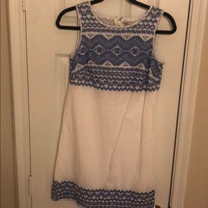 Blue and white dress